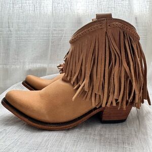Brand new, never worn Liberty Black western style fringed ankle boots.